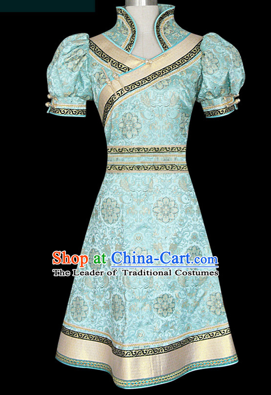 Mongolian People Yuan Dynasty Mongolians Dance Costumes Queen Princess Empress Clothing Clothes Garment Complete Set for Women Girls