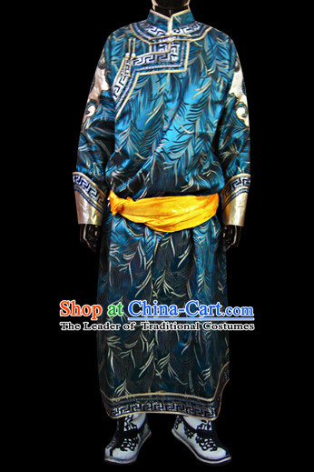 Chinese Mongolian People Genghis Khan Yuan Dynasty Mongolians Dance Costumes Emperor Prince Clothing Dress Garment Complete Set for Men Boys