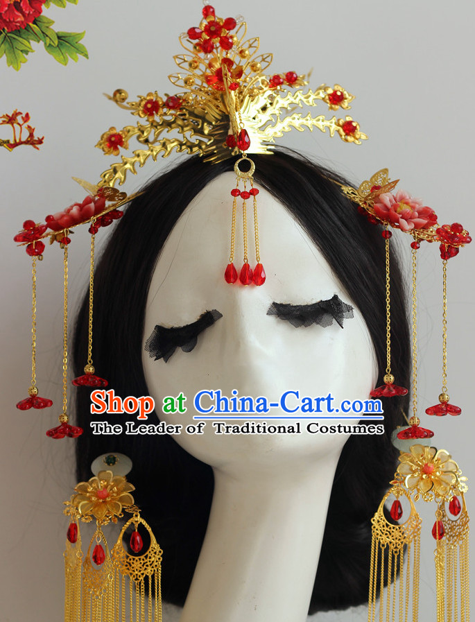 Classical Chinese Handmade Wedding Hair Accessories Fascinators Hair Sticks Hairpins Hair Bows Hair Pieces Bridal Hair Clips