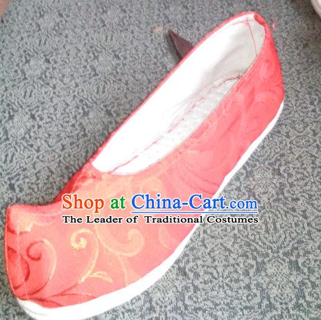 Chinese Ancient Handmade Traditional Bow Fabric Shoes for Women and Girls