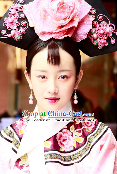 Qing Dynasty Traditional Chinese Imperial Palace Traditional Princess Headwear Headgear Hair Accessories Headdress for Women Girls