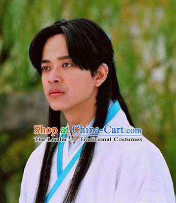 Ancient Chinese Style Long Black Wig for Men and Boys