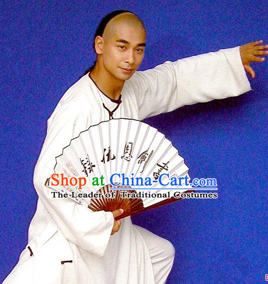 Ancient Chinese Style Male Kung Fu Long Robe Costumes Dress Authentic Clothes Culture Traditional National Clothing Complete Set