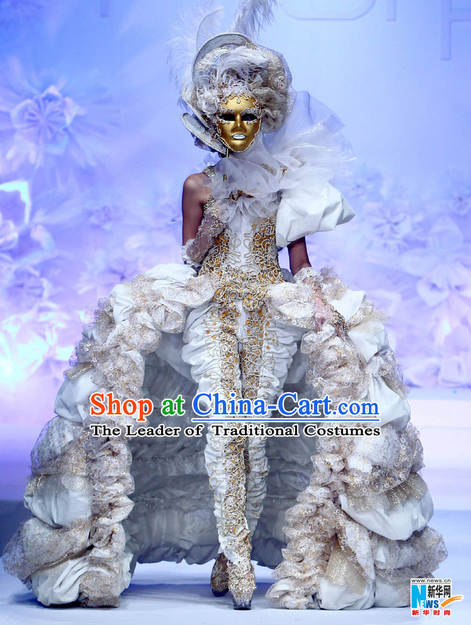 Asian Chinese Fashion Custom Tailored Custom Make Made to Order Chinese Style Fantasy Custom Made Professional Stage Performance Costumes and Hair Decoration Headwear Complete Set