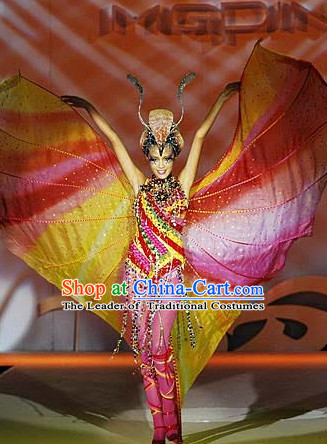 Asian Chinese Fashion Custom Tailored Custom Make Made to Order Chinese Style Fantasy Custom Made Professional Stage Performance Costumes and Hair Decoration Headwear Complete Set