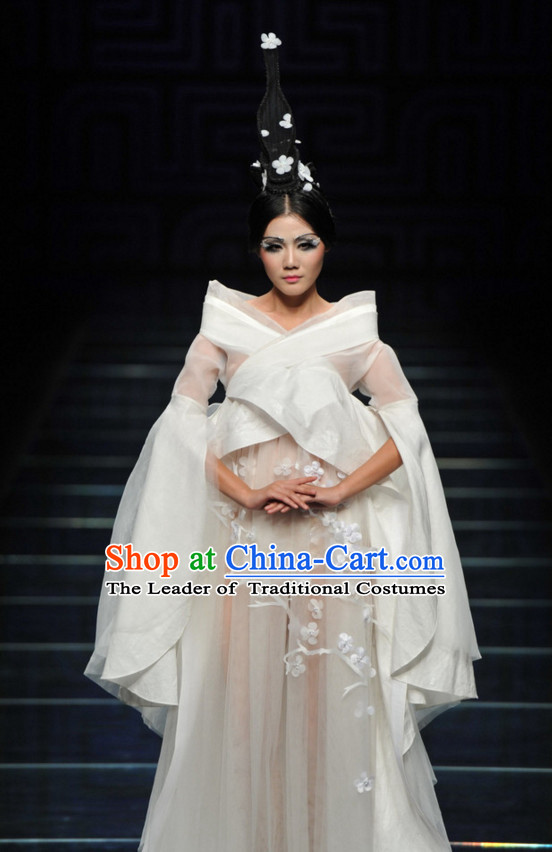 Asian Chinese Fashion Custom Tailored Custom Make Made to Order Chinese Style Fantasy Custom Made Professional Stage Performance Costumes and Hair Decoration Headwear Complete Set