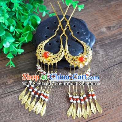 Chinese Traditional Ancient Imperial Hair Sticks Hair Ornaments Chopsticks Gold Hair Pins Hairsticks Oriental Asian Head Jewellery Hair Clips Hair pIeces Hair Style