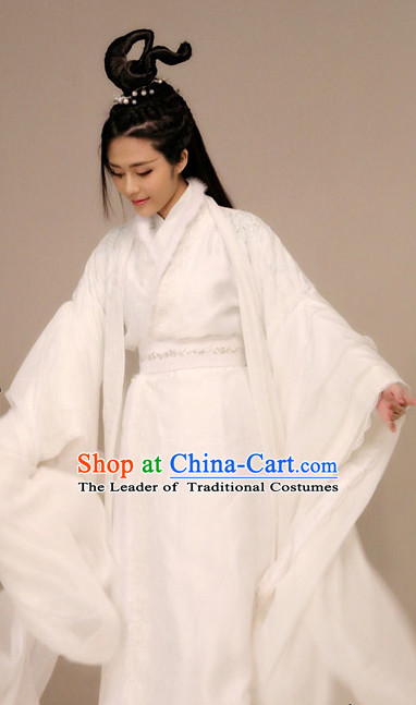 Ancient Traditional Chinese Style Fairy Dresses and Hair Jewelry Complete Set for Women