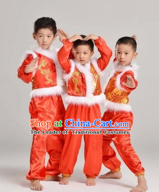 Chinese Traditional New Year Dance Dress Dancewear Costumes Dancer Costumes Dance Costumes Chinese Dance Clothes Traditional Chinese Clothes Complete Set for Kids