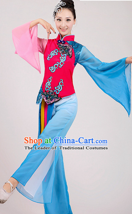 Chinese Traditional Stage Folk Dance Dancewear Costumes Dancer Costumes Dance Costumes Clothes and Headdress Complete Set for Children