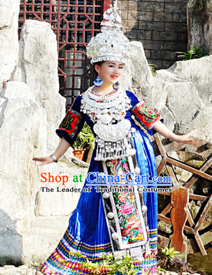 Traditional Chinese Hmong Dress Miao Clothing Cloth China Attire Oriental Dresses Complete Set for Women