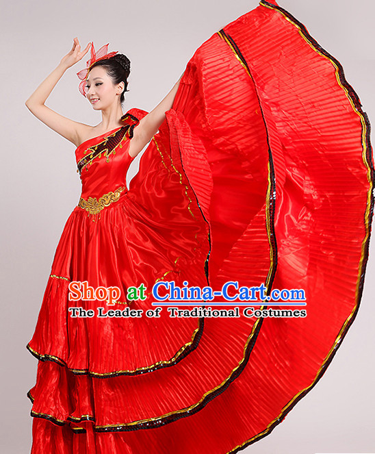 Red Chinese Dance costume Dance Classes Uniforms Folk Dance Traditional Cultural Dance Costumes Complete Set