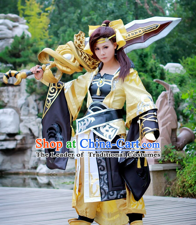 Chinese Costume Superheroine Armor Cosplay Costumes China Traditional Armors Complete Set for Women Kids Adults