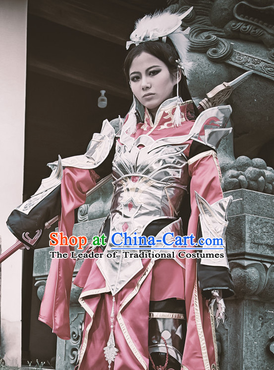 Chinese Costume Superheroine Armor Cosplay Costumes China Traditional Armors Complete Set for Women Kids Adults