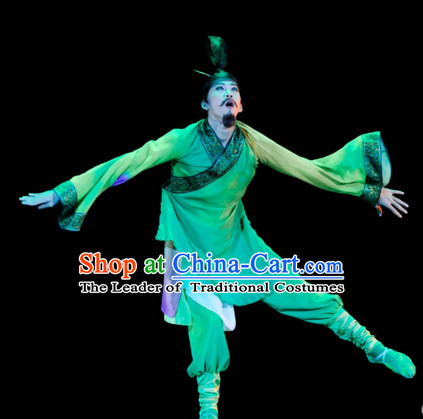 Chinese Classical Dancing Red Chamber Jia Baoyu Romantic Youth Dance Costumes and Headpieces Complete Set for Men