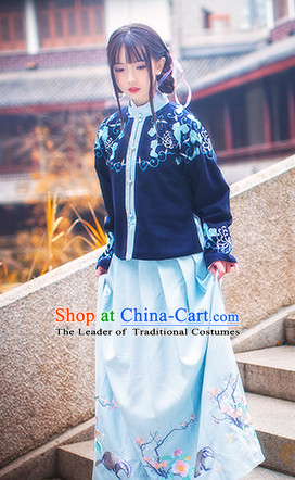 Chinese Traditional Oriental Dress Hanfu Clothing Asian Dresses Fashion Cheongsam Dress China Clothing and Hair Jewelry for Women