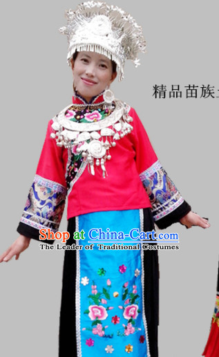 Chinese Folk Dance Ethnic Dresses Traditional Wear Clothing Cultural Dancing Costume Complete Set for Women