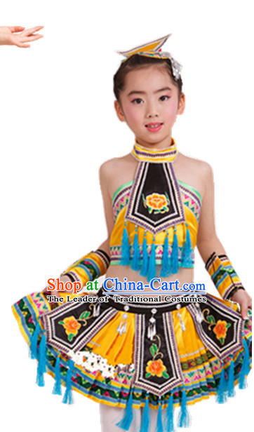 Chinese Folk Dance Ethnic Dresses Traditional Wear Clothing Cultural Dancing Costume Complete Set for Women