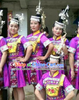 Chinese People Folk Dance Ethnic Dresses Traditional Wear Clothing Cultural Dancing Costume Complete Sets for Women