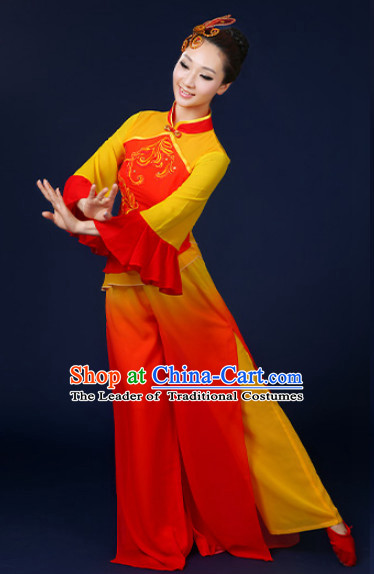 Asian Fan Dance Costume Hand Held Fan Chinese Dancing Ethnic Dance Folk Oriental Dancewear for Women Girls