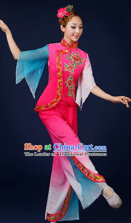 Asian Fan Dance Costume Hand Held Fan Chinese Dancing Ethnic Dance Folk Oriental Dancewear for Women Girls