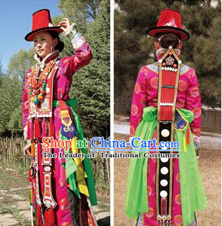 Chinese People Folk Dance Ethnic Dresses Traditional Wear Clothing Cultural Dancing Costume Complete Sets for Women