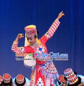 Chinese People Folk Dance Ethnic Dresses Traditional Wear Clothing Cultural Dancing Costume Complete Sets for Women