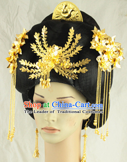 Chinese Imperial Quene Crown Empress Hairpins Hair Accessories Hairstyle Chinese Oriental Hairstyles Headpieces Wigs