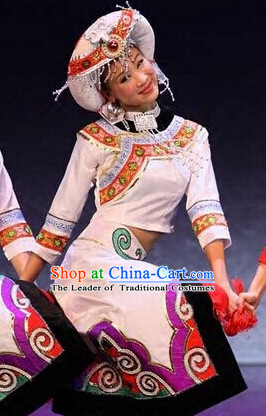 Chinese Folk Dance Dress Clothing Dresses Costume Ethnic Dancing Cultural Dances Costumes for Women Girls