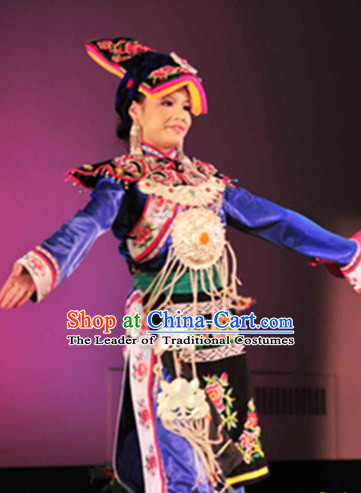 Chinese Folk Dance Dress Clothing Dresses Costume Ethnic Dancing Cultural Dances Costumes for Women Girls