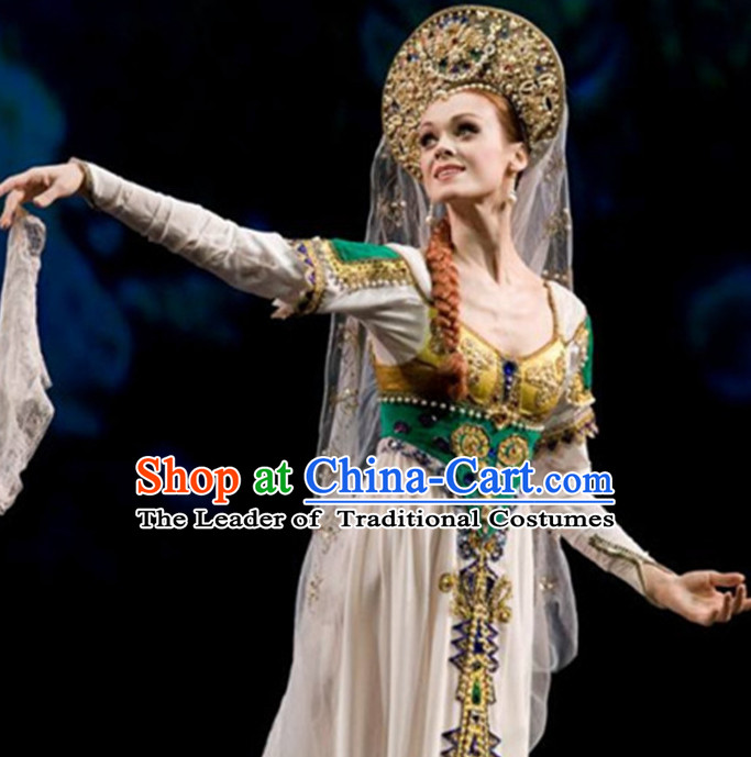 Russian Queen Dance Dress Clothing Dresses Costume Ethnic Dancing Cultural Dances Costumes Complete Set for Women