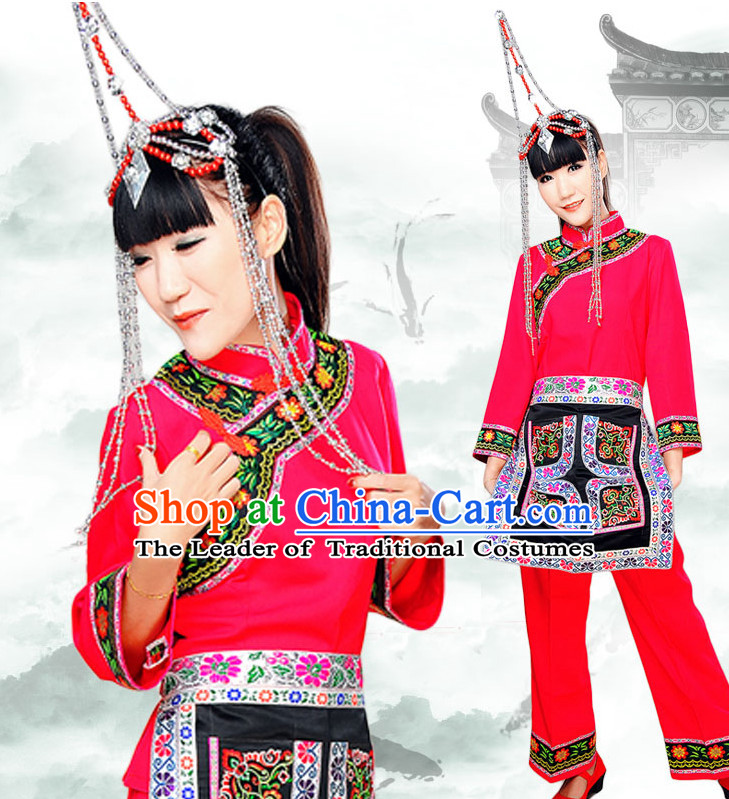 Chinese Minority Nationality Ethnic Groups Wear Dresses Traditional Clothing for Women