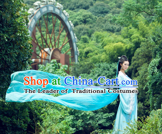 Green Color Chinese Traditional Dancer Costumes Complete Set