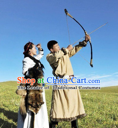 Mongolian Traditional Ethnic National Costumes Complete Set for Men