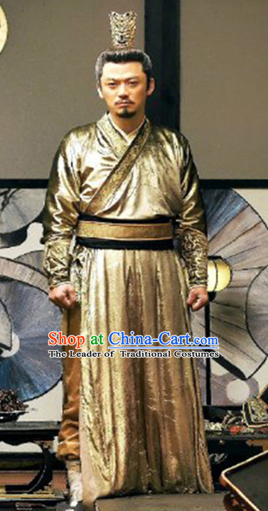 Chinese Ancient Emperor Men's Clothing _ Apparel Chinese Traditional Dress Theater and Reenactment Costumes and Headwear Complete Set