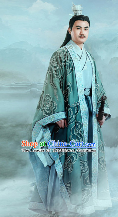 Chinese Ancient Emperor Men's Clothing _ Apparel Chinese Traditional Dress Theater and Reenactment Costumes and Headwear Complete Set