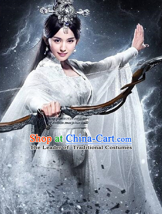 Chinese Ancient Women's Clothing _ Apparel Chinese Traditional Dress Theater and Reenactment Costumes and Hat Complete Set