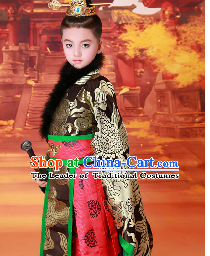 Ancient Chinese Prince Dress Emperor Costumes Dragon Robe and Hat Crown Complete Set for Men