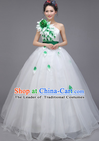 Chinese Flower Dance Costume Dance Costumes Fan dance Umbrella Ribbon Fans Water Sleeve Dancer Dancing Costumes Complete Set