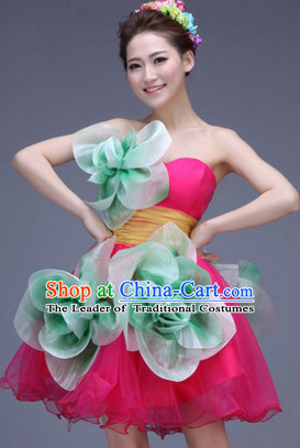 Chinese Jasmine Flower Dance Costume Dance Costumes Fan dance Umbrella Ribbon Fans Water Sleeve Dancer Dancing Costumes Complete Set