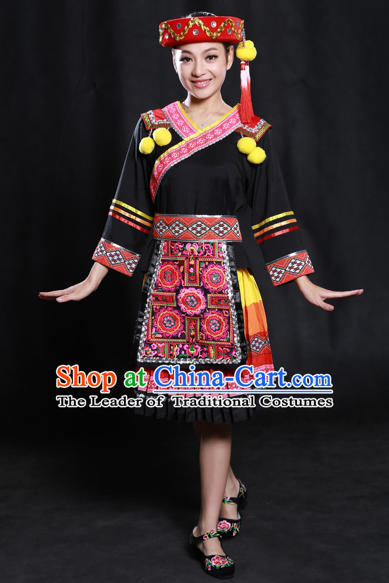 Happy Festival Chinese Minority Dress Uniform Traditional Stage Ethnic National Costume Sale Complete Set