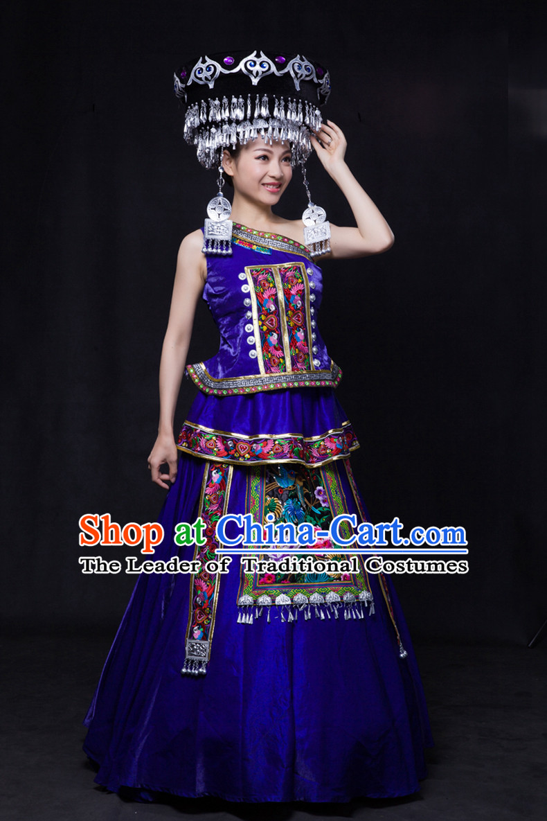 Happy Festival Chinese Minority Miao Dress Uniform Traditional Stage Ethnic National Costume Sale Complete Set