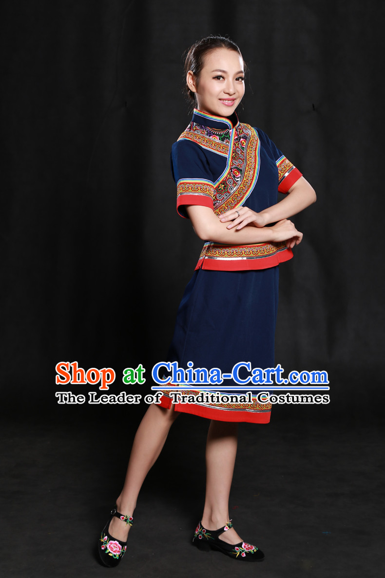 Happy Festival Chinese Minority Dress Uniform Traditional Stage Ethnic National Costume Sale Complete Set