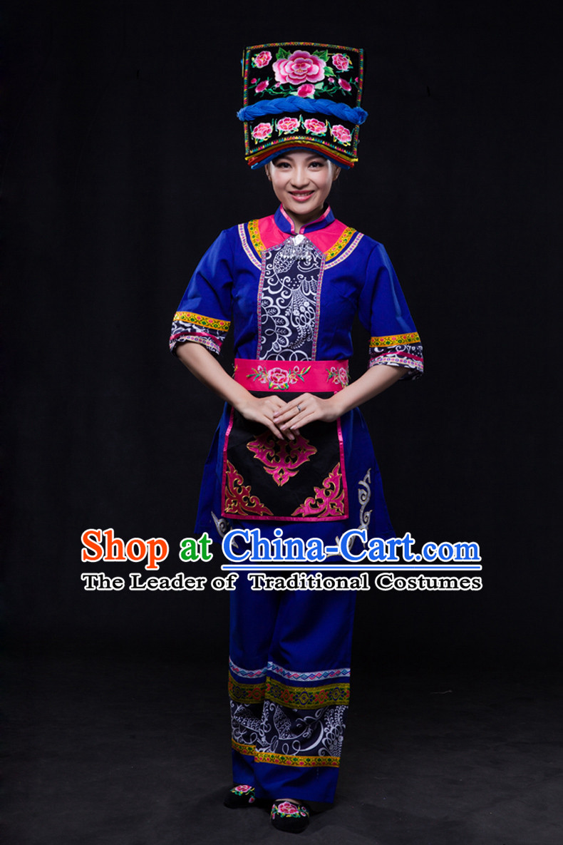 Happy Festival Chinese Minority Dress Uniform Traditional Stage Ethnic National Costume Sale Complete Set