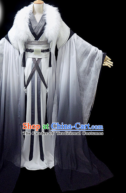 White Black Ancient Chinese Chancellor Garment Hanfu Costumes High Quality Chinese National Costumes Complete Set for Men