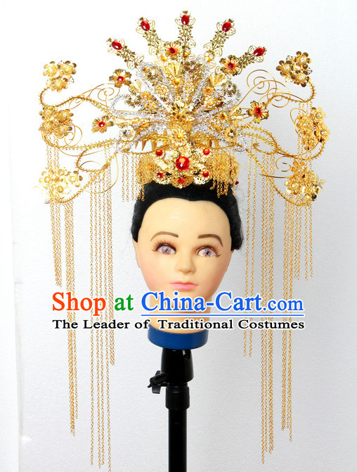 Handmade Chinese Fairy Stage Performance Black Wigs Hair Decorations Headpieces for Women