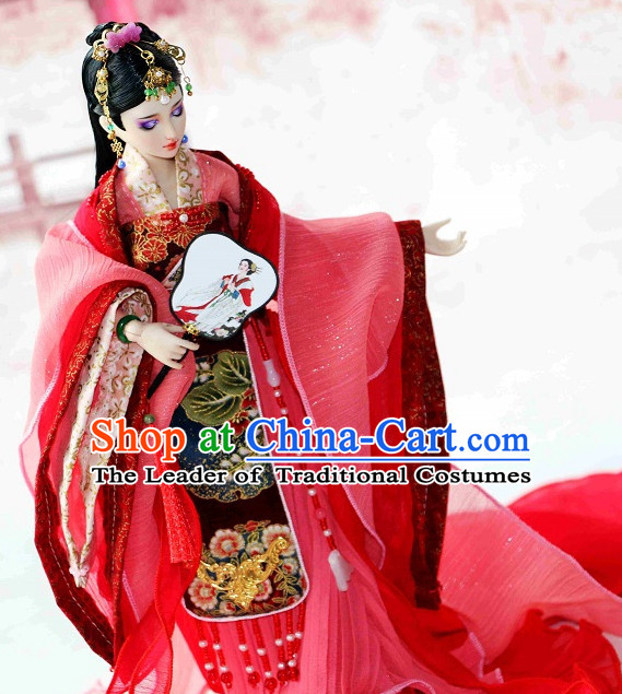 Traditional Chinese Women Empress Clothing Dresses National Costume and Hair Ornaments Complete Set