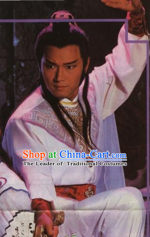 Chinese Swordsman Film Costumes Knight Clothing Warrior Costume and Hair Ornaments Complete Set