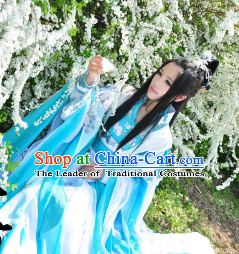 Chinese Hanfu Hakama Traditional Fairy Dress Quju Supreme Chinese Princess Costume Ancient Chinese Costume and Headpieces Complete Set