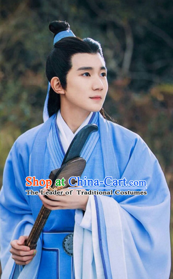 Chinese Ancient Men Black Long Wigs